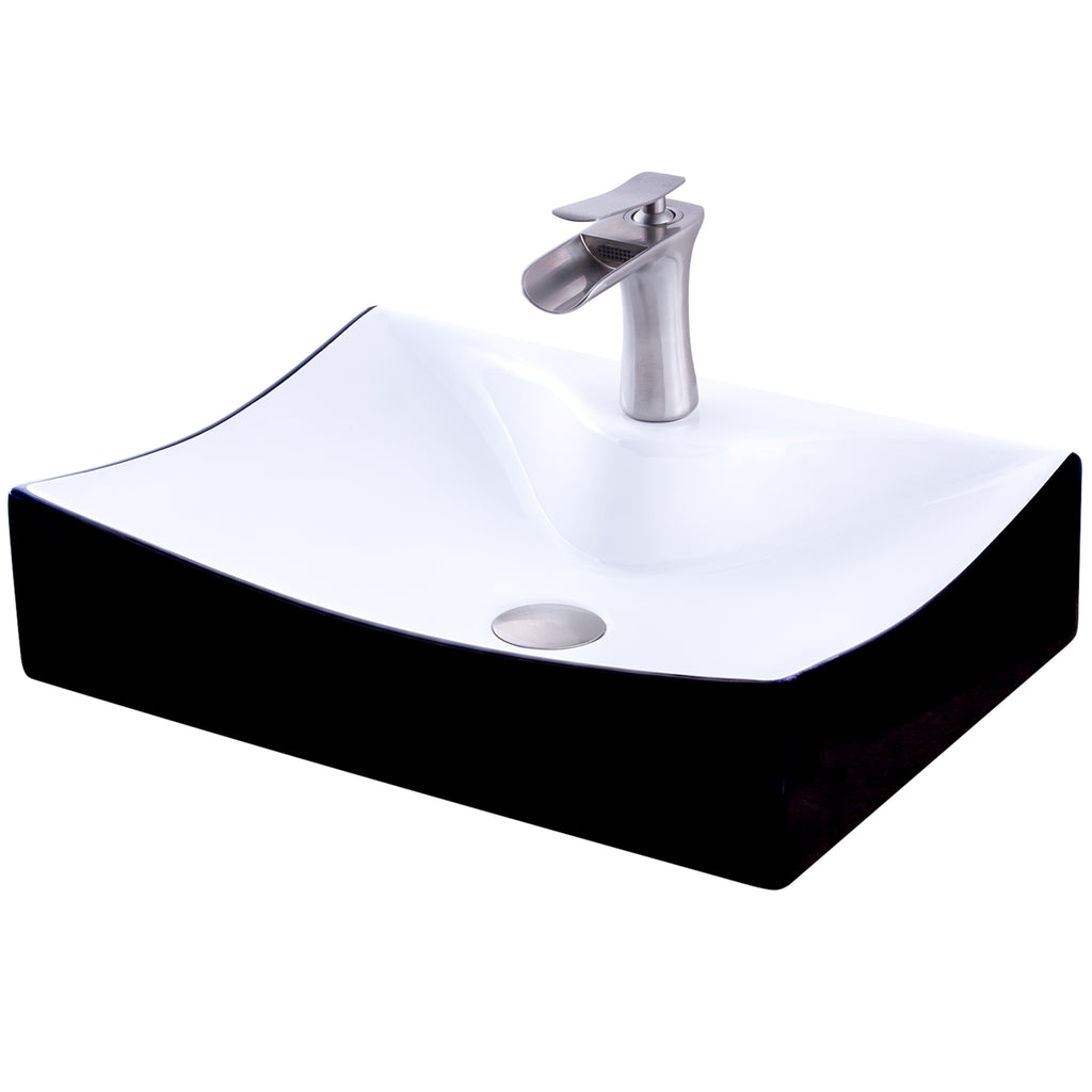 Rectangular Black and White Porcelain Sink Set