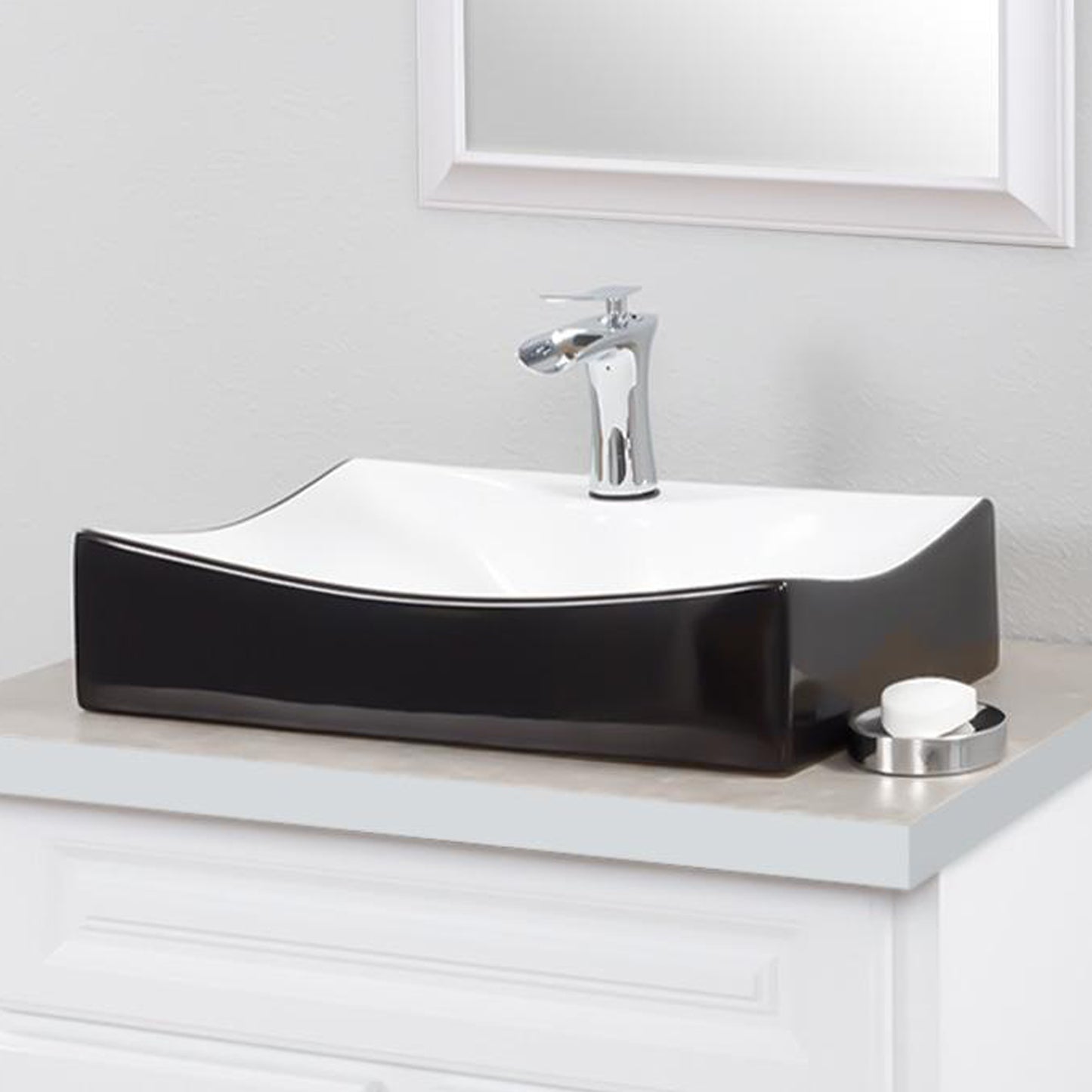 Rectangular Black/White Porcelain Sink Combo NSFC-01134BW365S Series