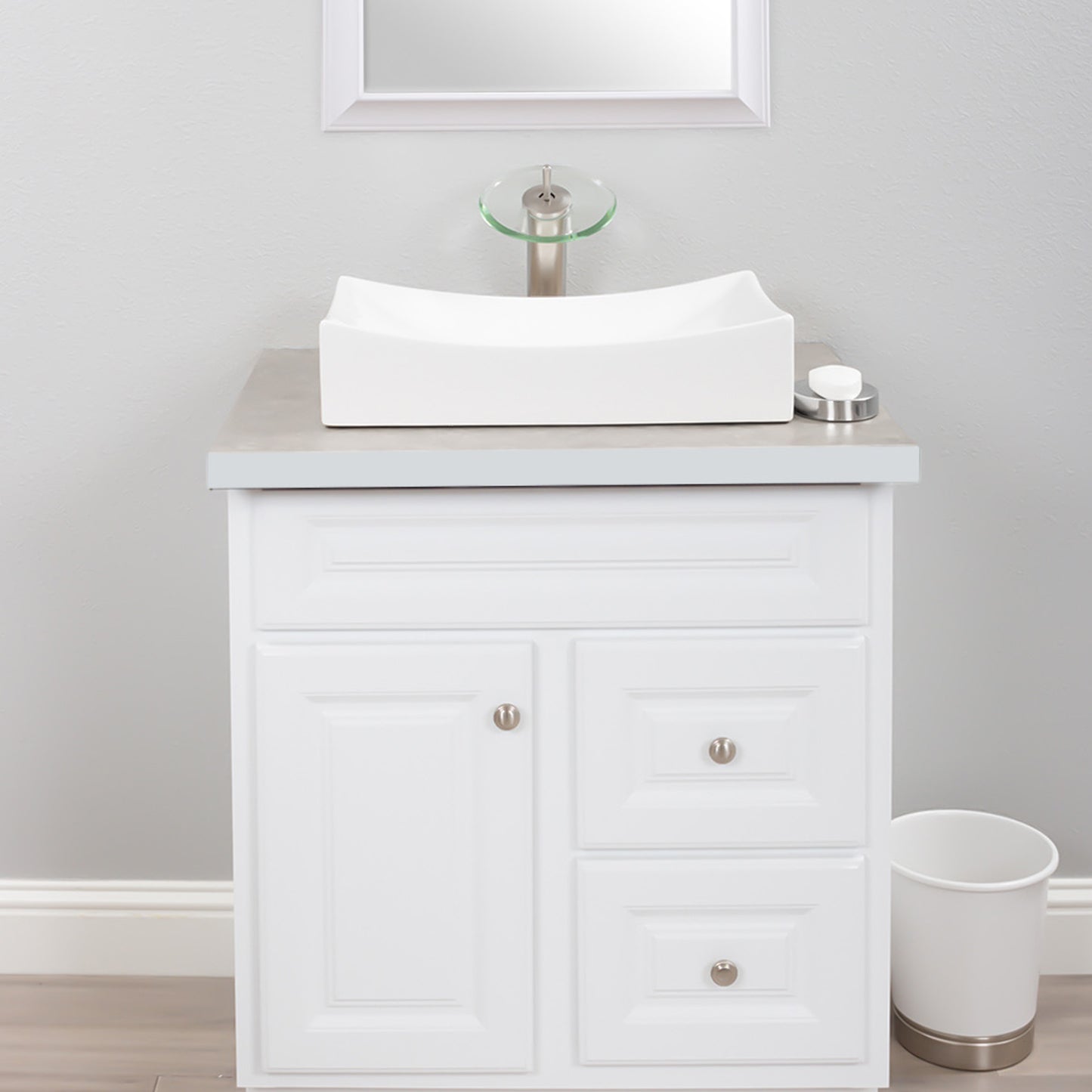 White Rectangular Porcelain Sink Set lifestyle