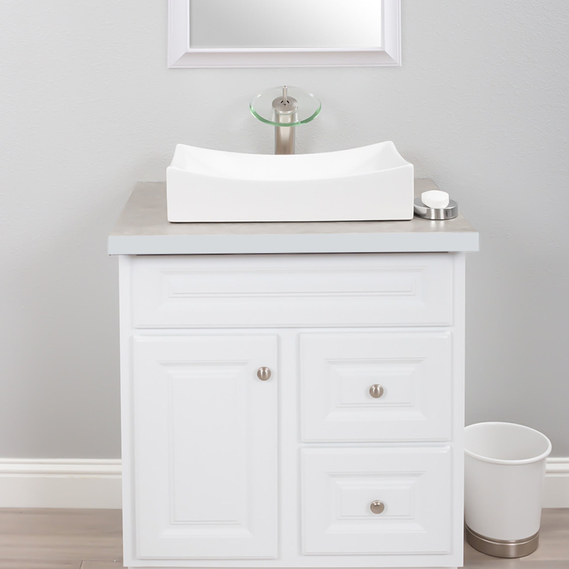 White Rectangular Porcelain Sink Set lifestyle