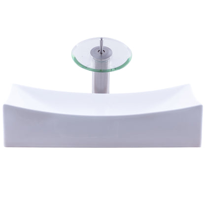 White Rectangular Porcelain Sink Set