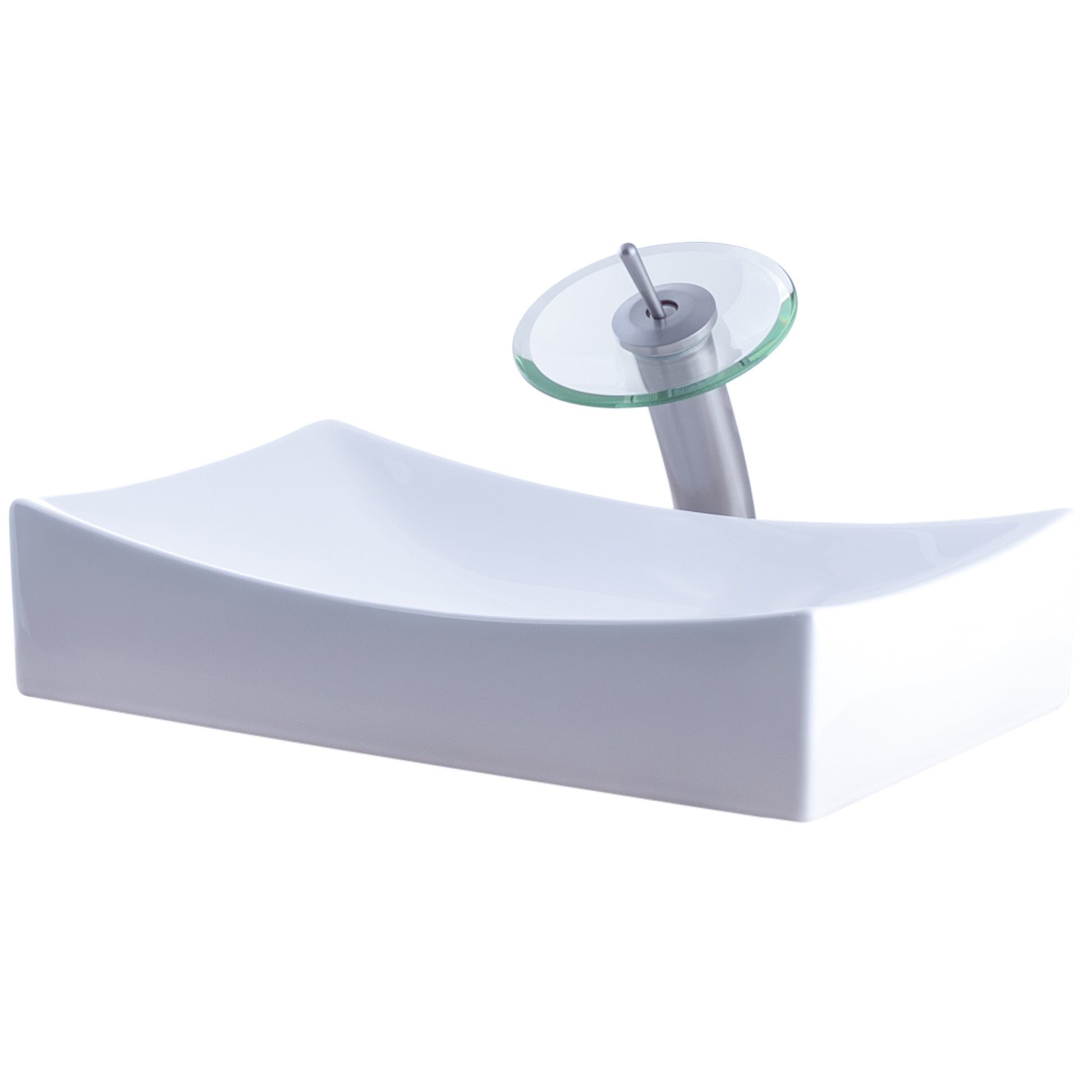 White Rectangular Porcelain Sink Set