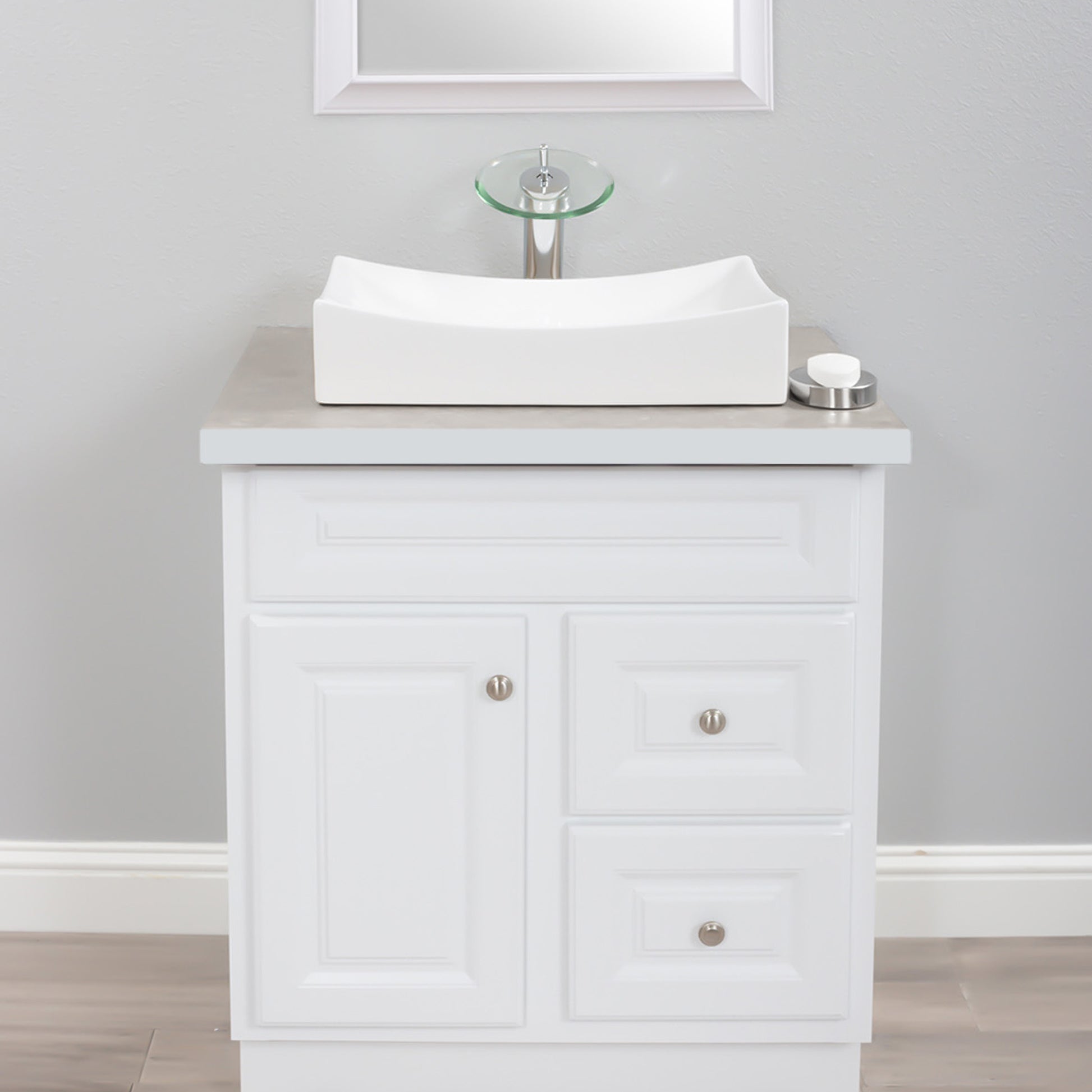 White Rectangular Porcelain Sink Set lifestyle