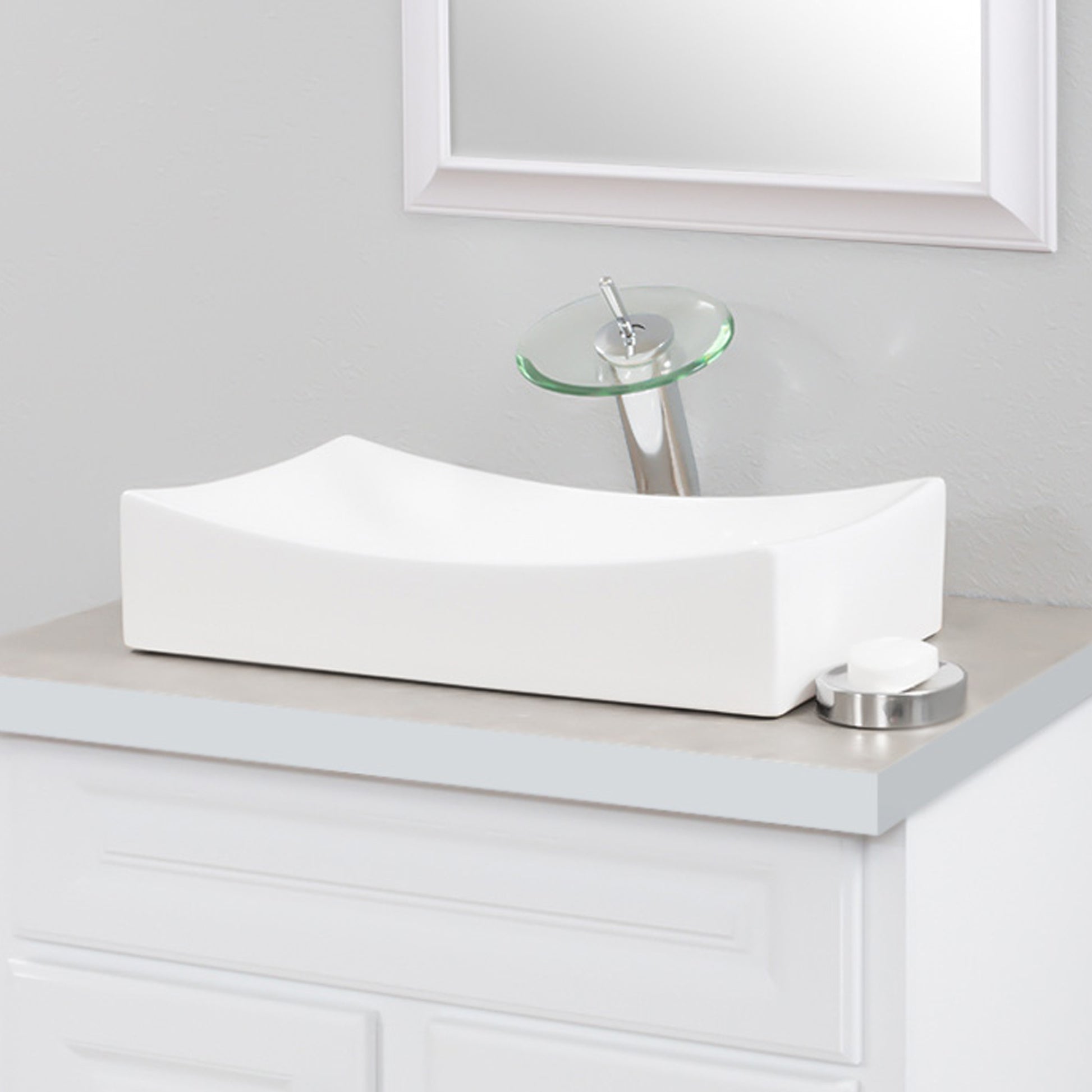 White Rectangular Porcelain Sink Set lifestyle