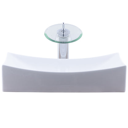 White Rectangular Porcelain Sink Set