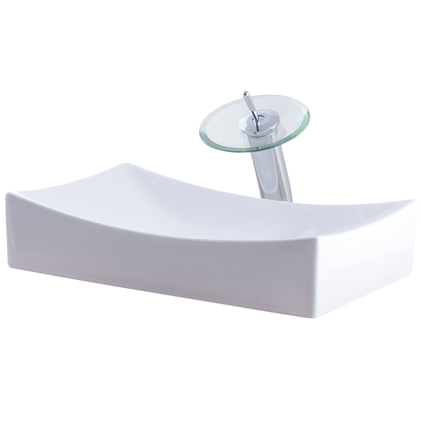 White Rectangular Porcelain Sink Set