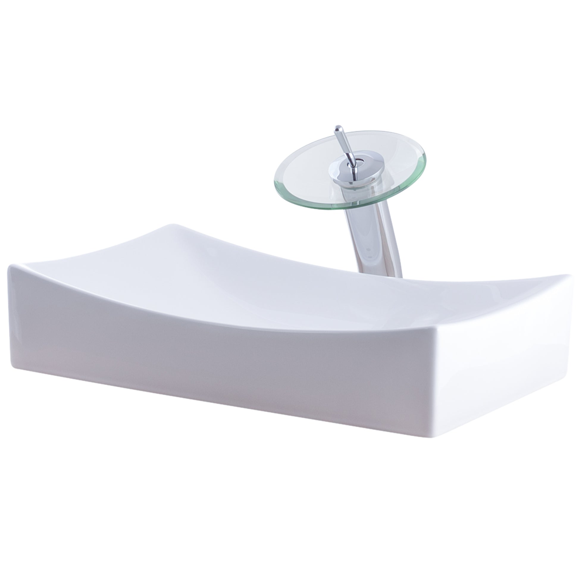 White Rectangular Porcelain Sink Set