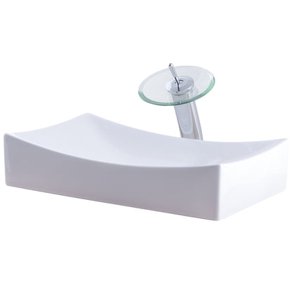 White Rectangular Porcelain Sink Set