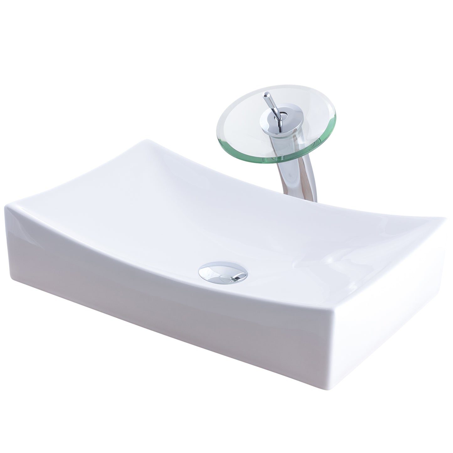 White Rectangular Porcelain Sink Set