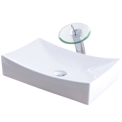 White Rectangular Porcelain Sink Set