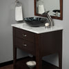 black and silver glass vessel sink lifestyle