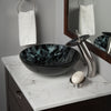 Black and Silver pattern vessel sink lifestyle