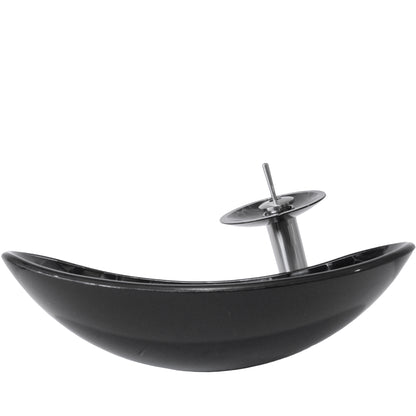 Black and Silver Oval Glass Vessel Sink Set