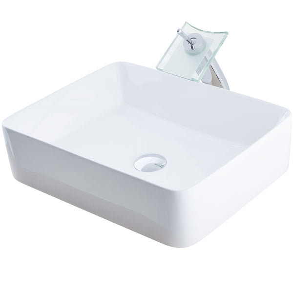 White Rectangular Porcelain Sink Set
