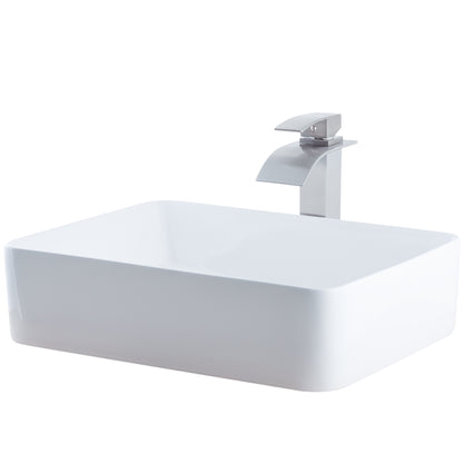 White Rectangular Porcelain Sink Set