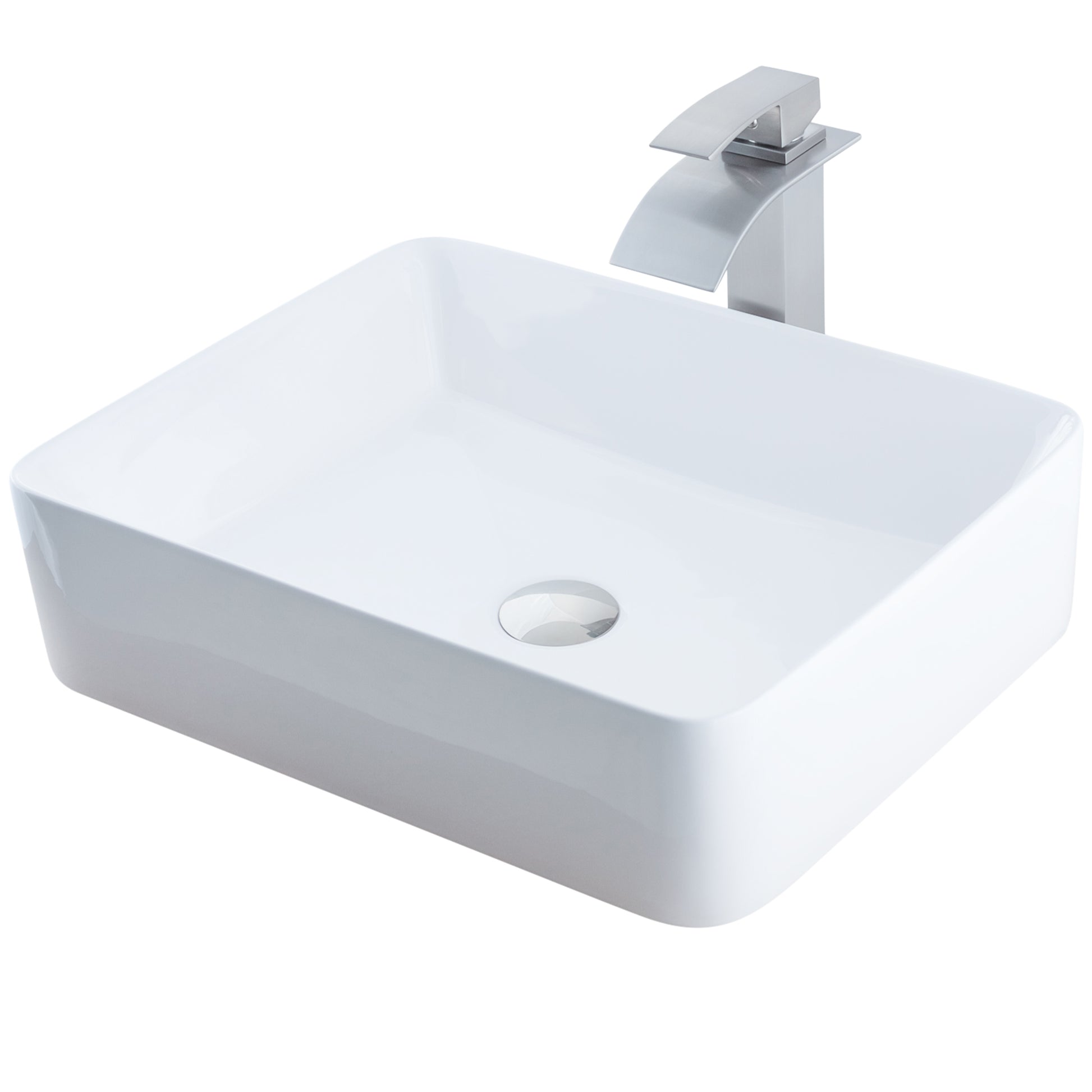 White Rectangular Porcelain Sink Set