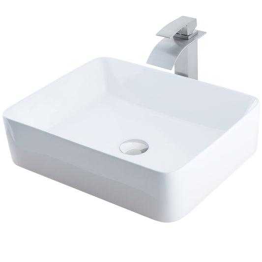 White Rectangular Porcelain Sink Set