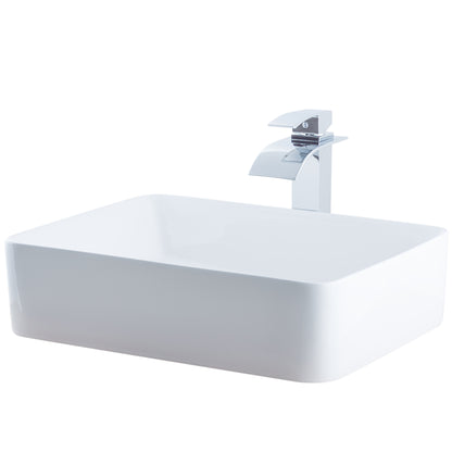 White Rectangular Porcelain Sink Set