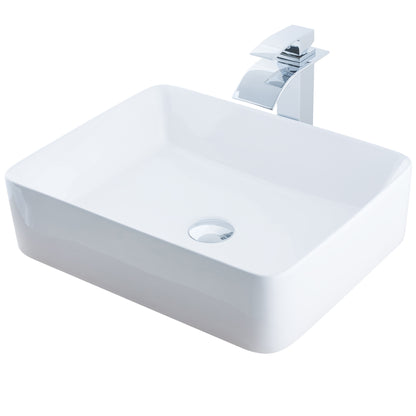 White Rectangular Porcelain Sink Set