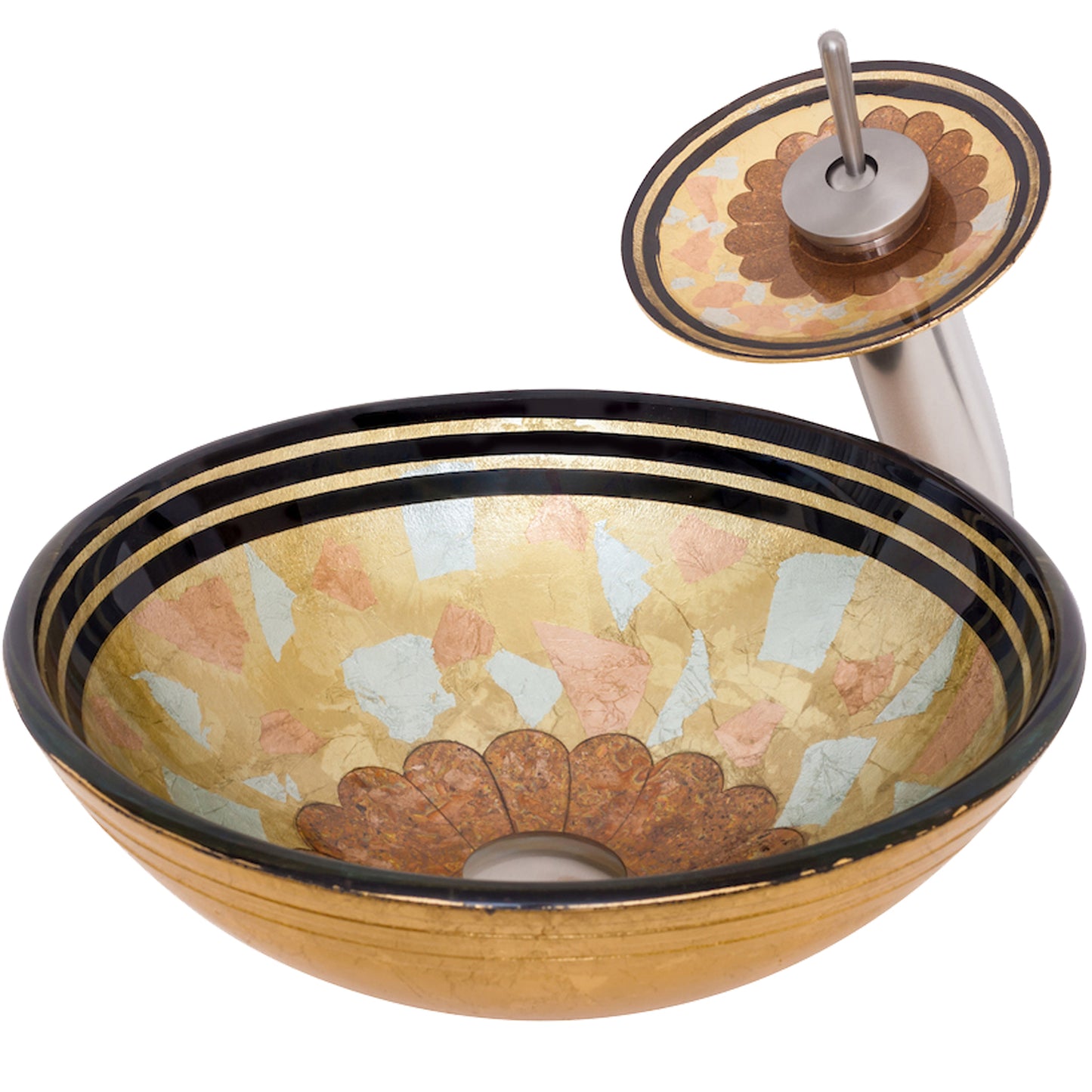 Yellow Glass Vessel Sink Set with matching faucet and pop-up drain