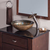 Yellow Glass Vessel Sink Set with matching faucet and pop-up drain - lifestyle