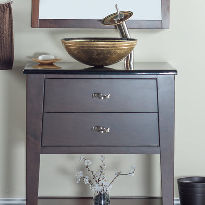 Yellow Glass Vessel Sink Set with matching faucet and pop-up drain - lifestyle