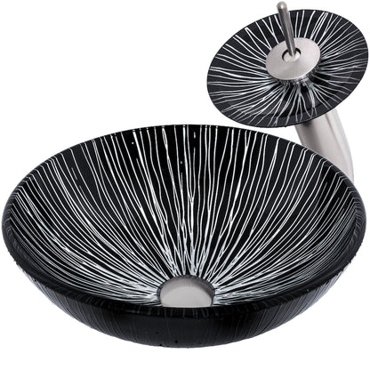 Black and Silver Glass Sink Set