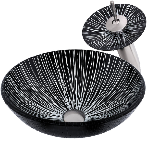 Black and Silver Glass Sink Set