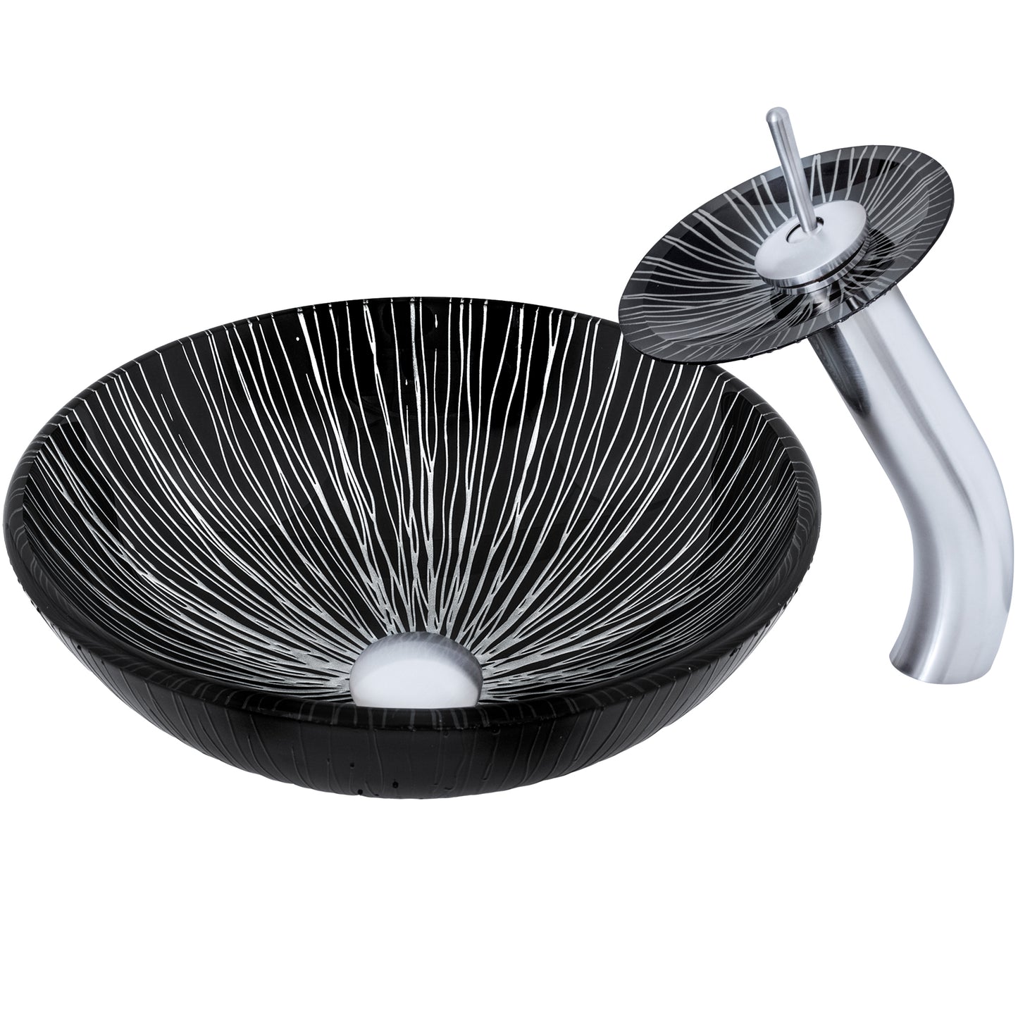 Black and Silver Glass Sink Set
