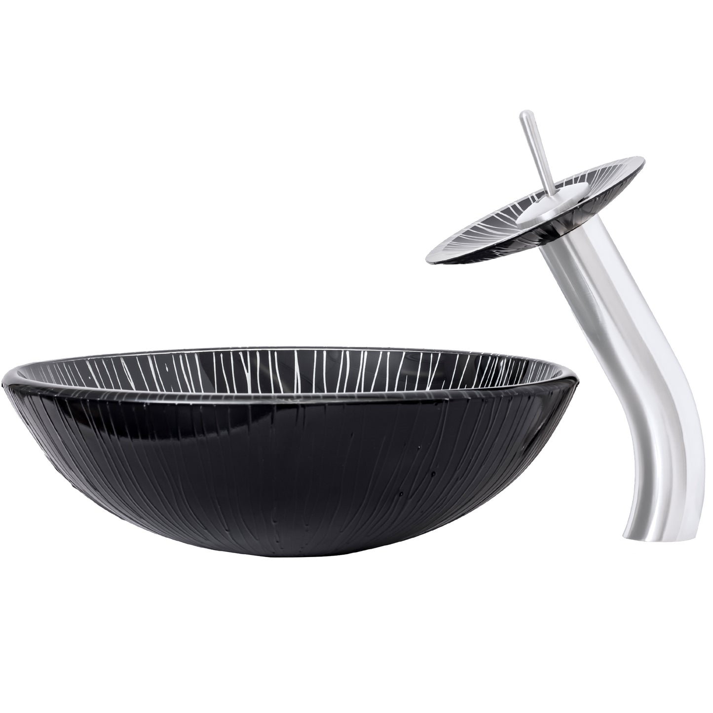 Black and Silver Glass Sink Set