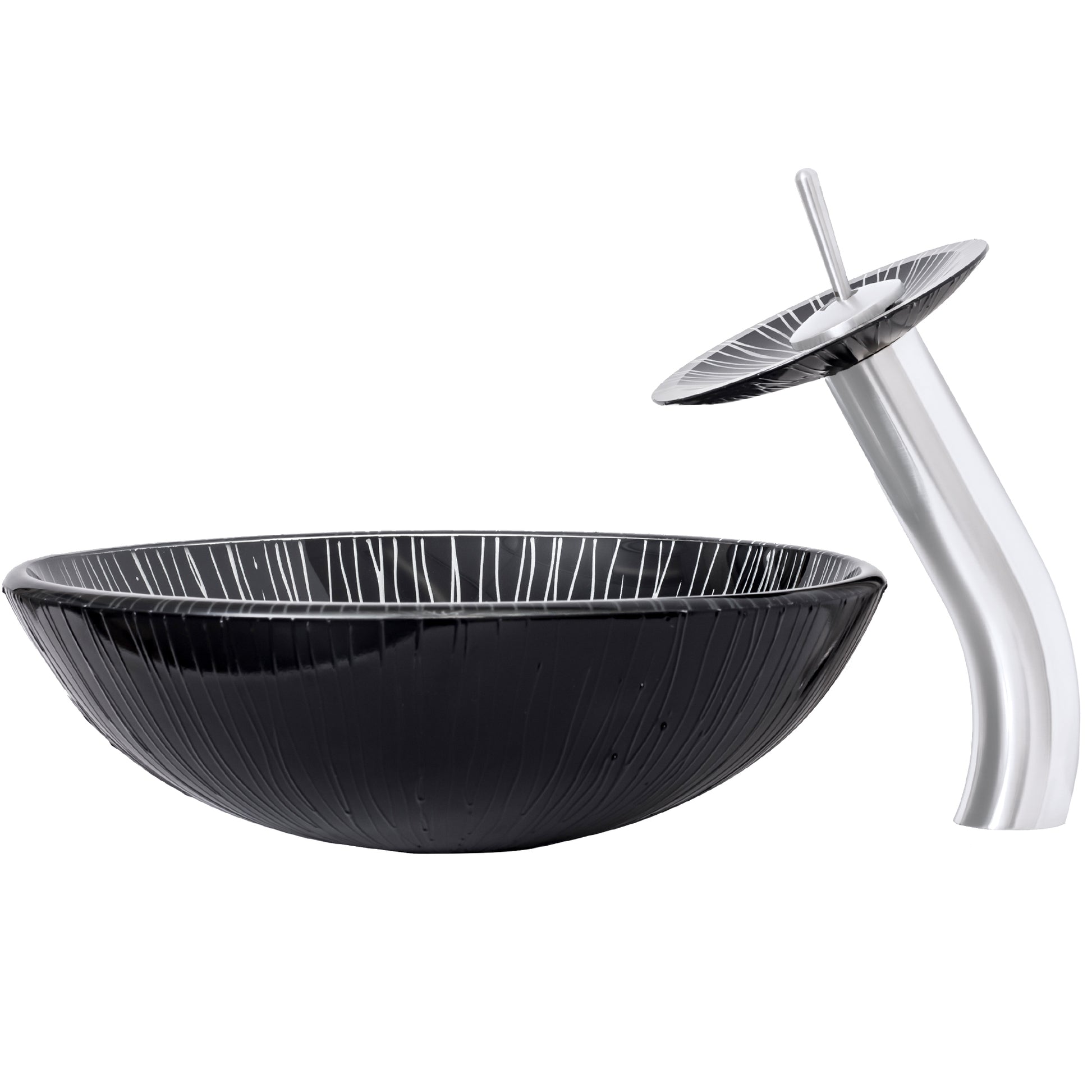 Black and Silver Glass Sink Set