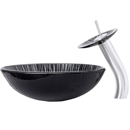Black and Silver Glass Sink Set