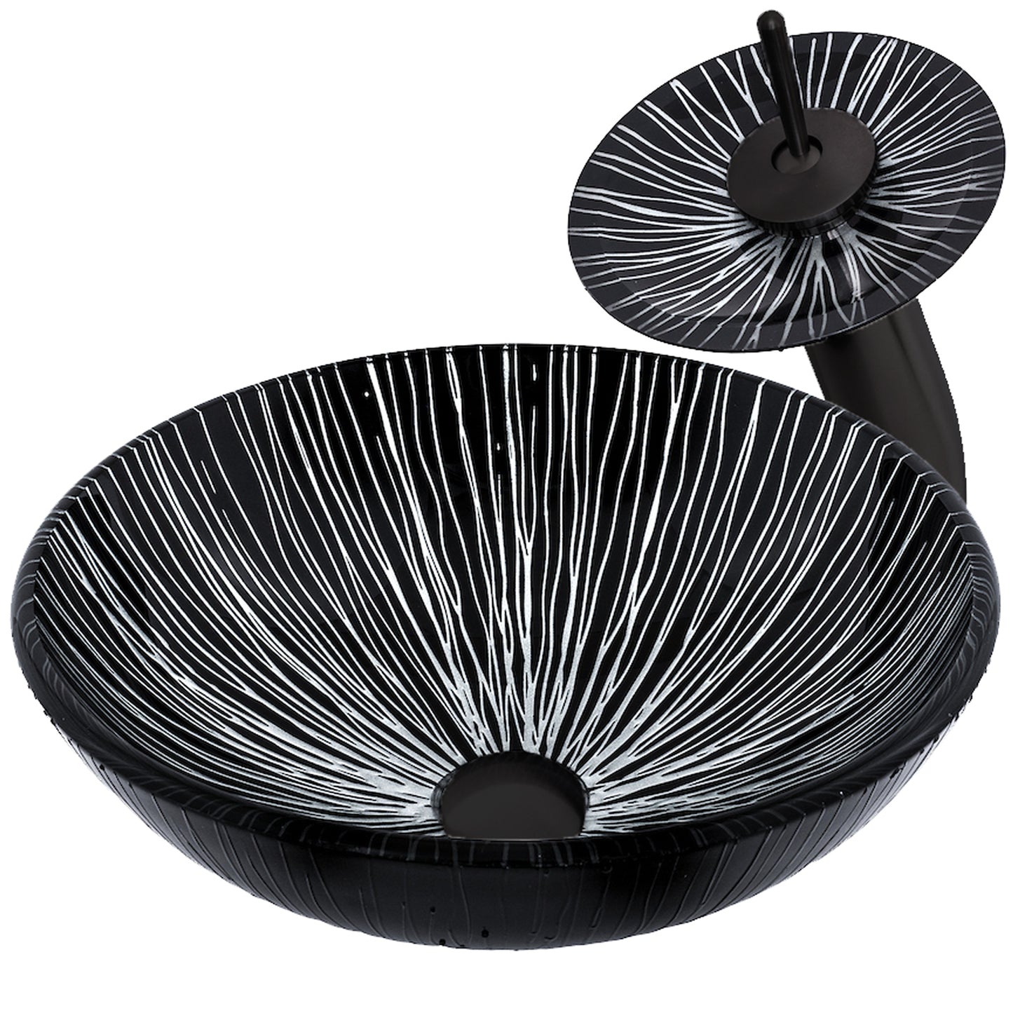 Black and Silver Glass Sink Set