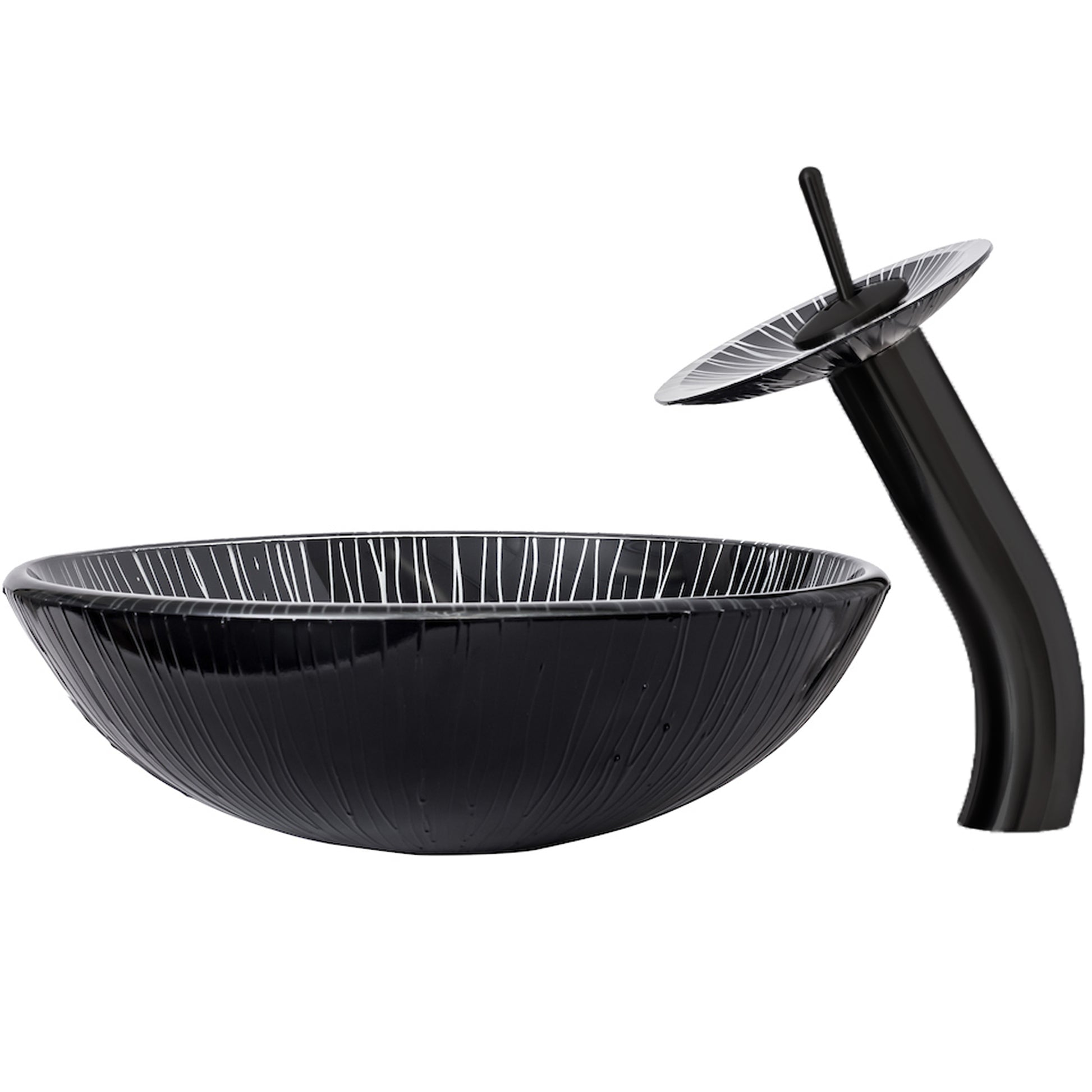 Black and Silver Glass Sink Set