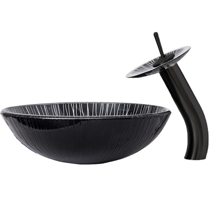 Black and Silver Glass Sink Set