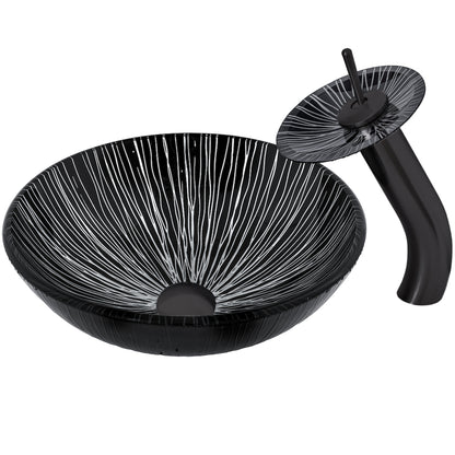 Black and Silver Glass Sink Set
