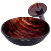Brown Textured Pattern Glass Bath Sink Set