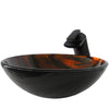 Brown Camouflage Glass Sink Set