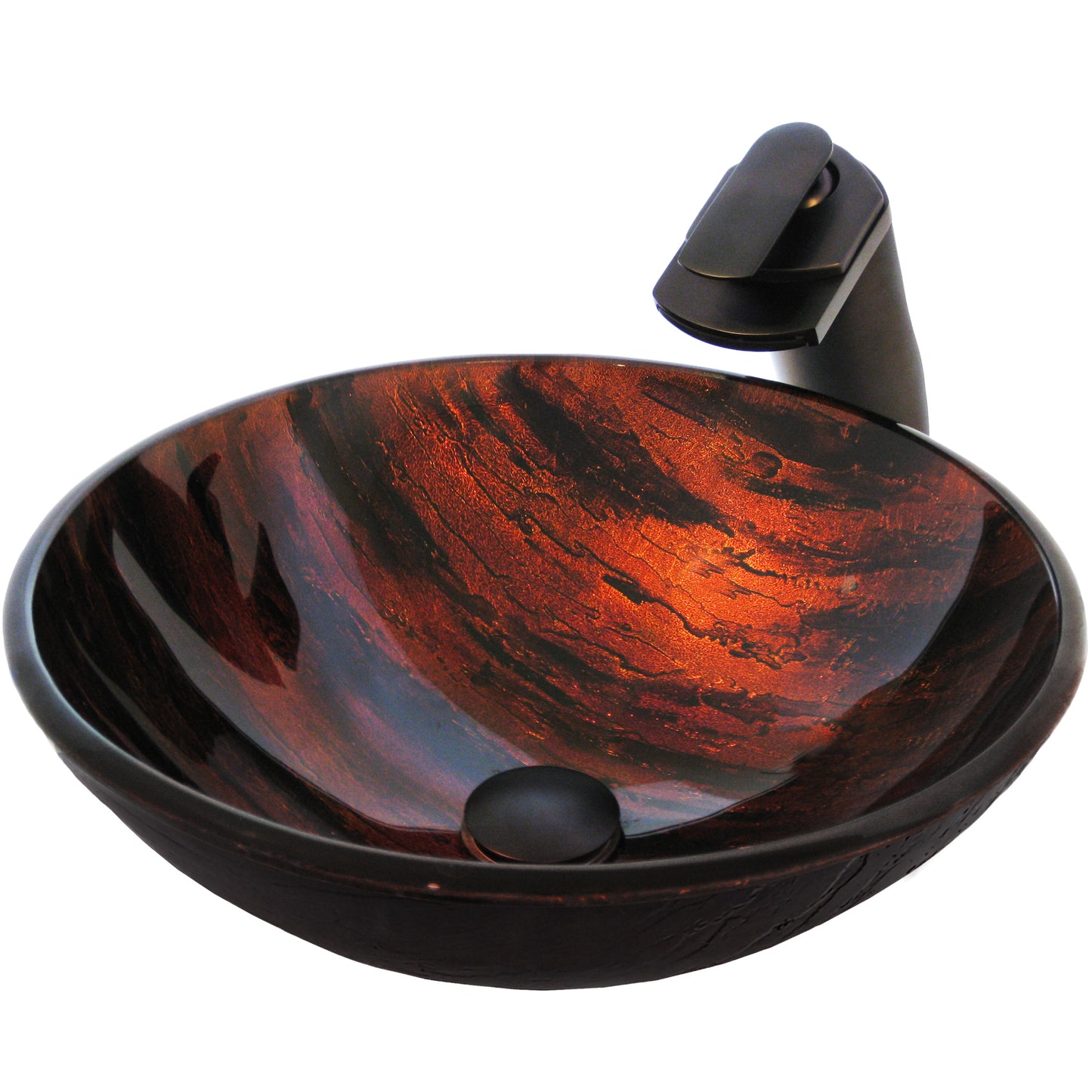Brown Camouflage Glass Sink Set
