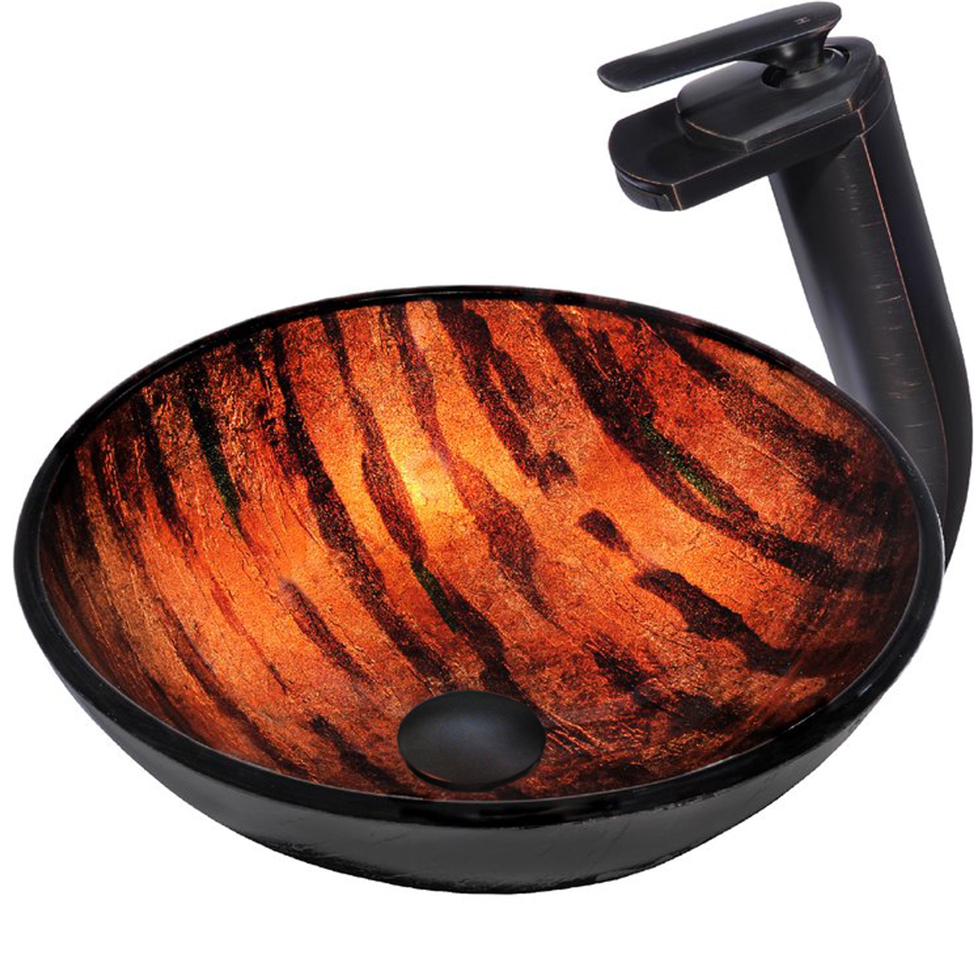 Brown Camouflage Glass Sink Set