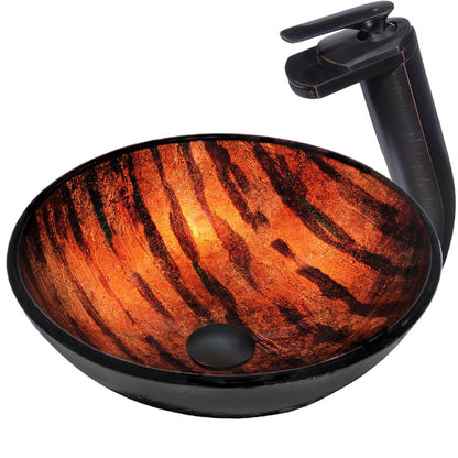 Brown Camouflage Glass Sink Set