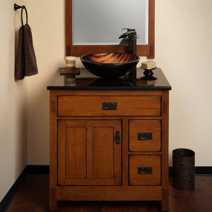 Modern brown camouflage glass vessel sink by Novatto, hand painted, for stylish contemporary bathroom decor.