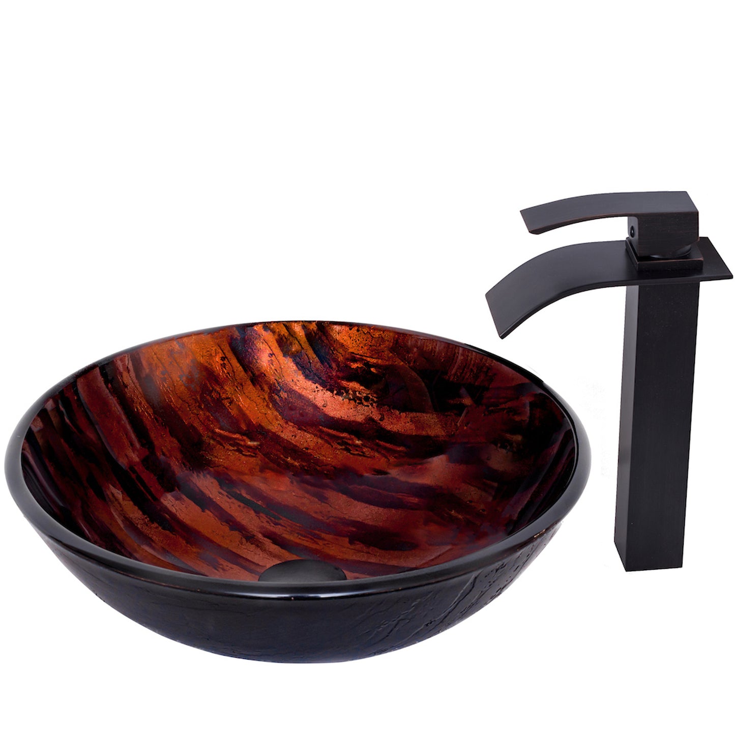 Brown Camouflage Glass Bath Sink Set