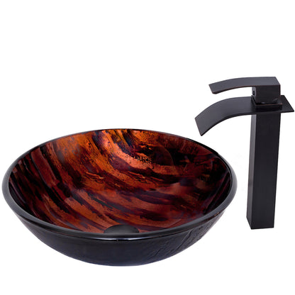 Brown Camouflage Glass Bath Sink Set