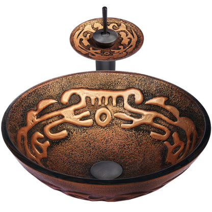 Copper Bronze Glass Vessel Bath Sink set