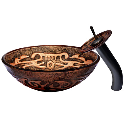 Copper Bronze Glass Vessel Bath Sink set