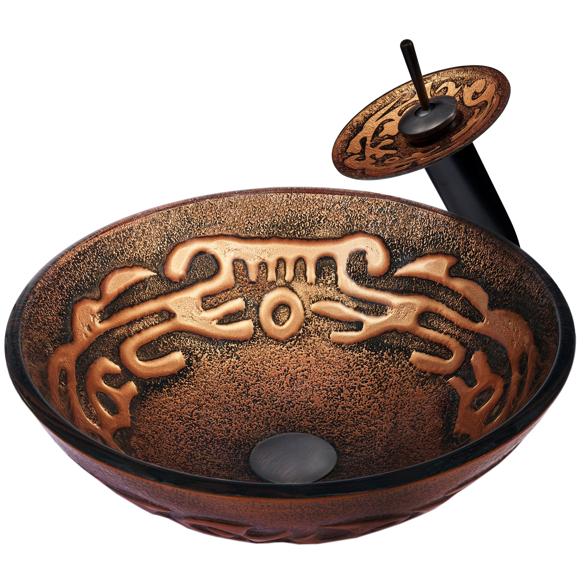 Copper Bronze Glass Vessel Bath Sink set