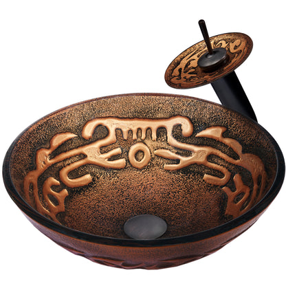 Copper Bronze Glass Vessel Bath Sink set