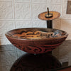 Hand Painted Brown Tan Textured  Glass Vessel Sink, lifestyle