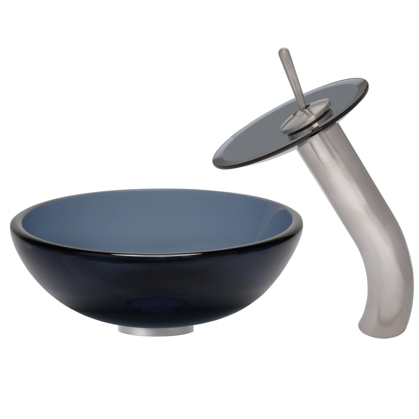 Mini 12" Clear Slate Grey Glass Vessel Sink Combo Set Series NSFC-168G-1217003